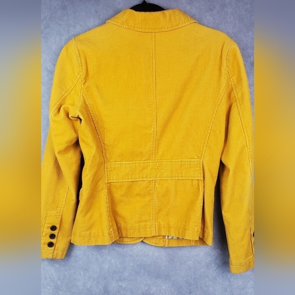 Gap BLAZER Women 1 MUSTARD YELLOW GOLD Corduroy LINED 3-Button ACADEMIA Preppy - Picture 2 of 11